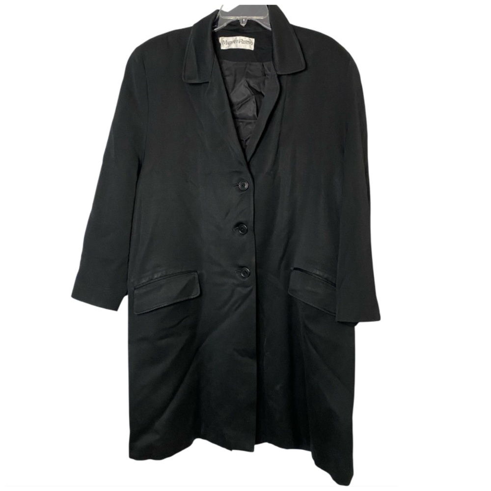 VTG 80’s MARY ANN RESTIVO Wool ILGWU Overcoat Opera Black Sz 12 W/Pockets